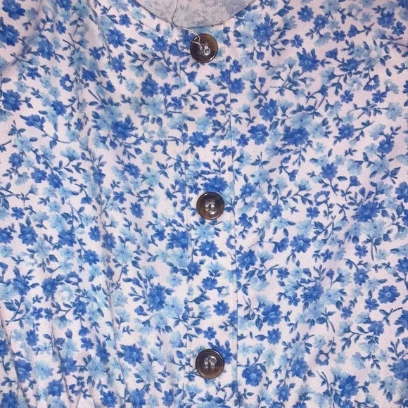 Three Hearts Blue Floral Button-Up Kids Dress - Picture 2 of 4